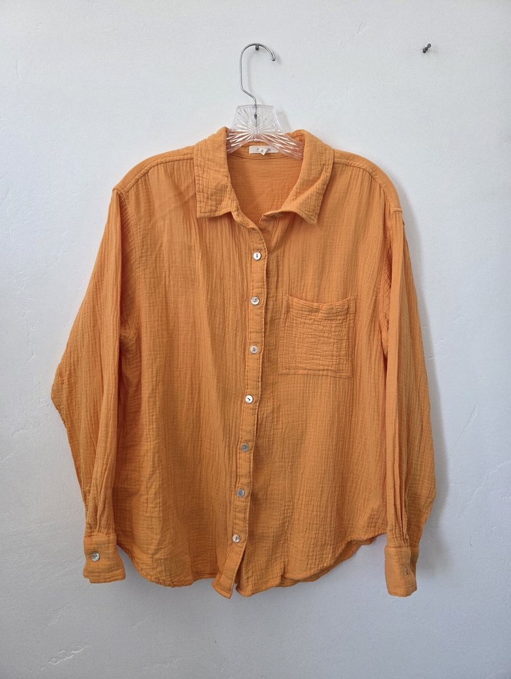 Maurices Orange Cotton Muslin Button Front Shirt Oversized Breezy Boho Beach S
